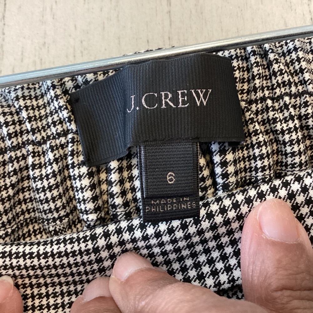 J. Crew Black White Houndstooth High-Waisted Wide-Leg Cropped Pants 6 EUC $109 - Picture 7 of 12
